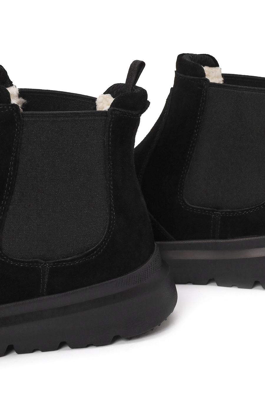 Male Black Thick-Soled Suede Chelsea Boots