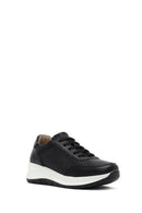 Kadın Siyah Bağcıklı Kalın Tabanlı Deri Sneaker | Derimod