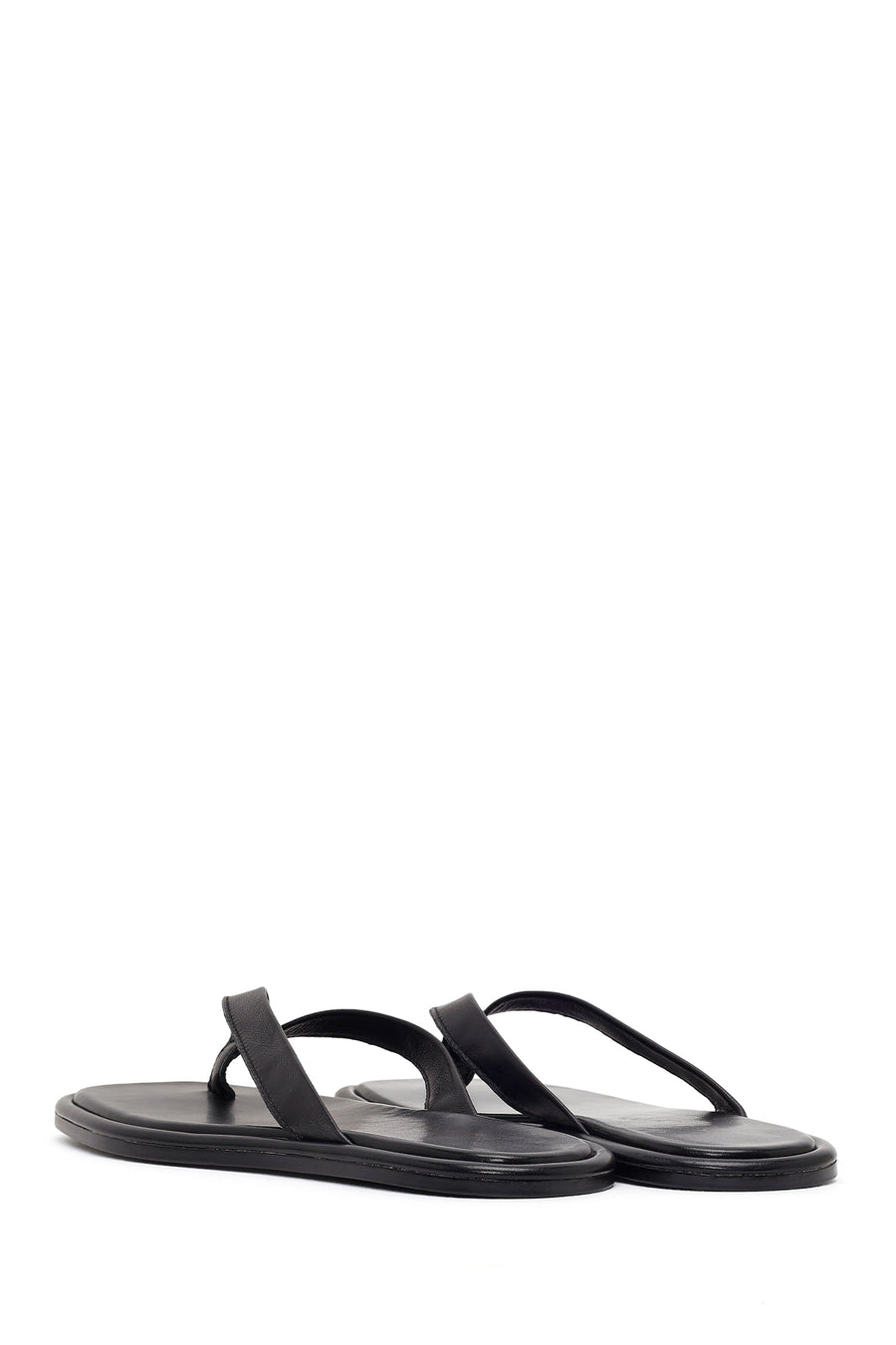Woman Black Leather Flip-Flops