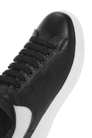 Erkek Siyah Bağcıklı Kalın Tabanlı Deri Sneaker | Derimod