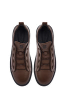 Erkek Kahverengi Bağcıklı Deri Sneaker | Derimod