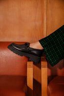 Kadın Siyah Tokalı Kalın Tabanlı Deri Maskülen Loafer | Derimod