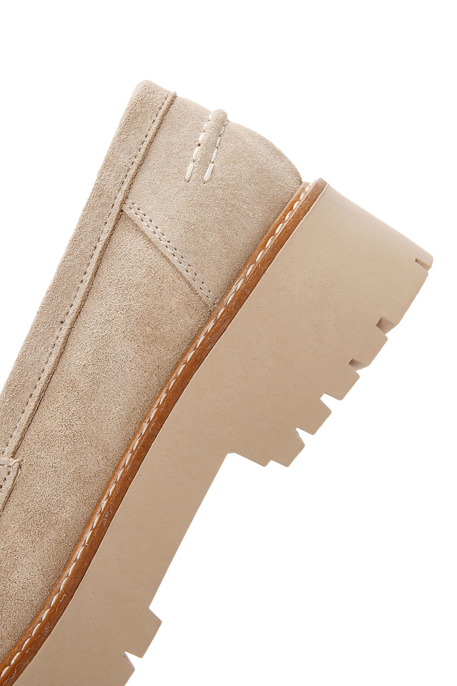 Women's Beige Thick Soled Suede Leather Masculine Loafer