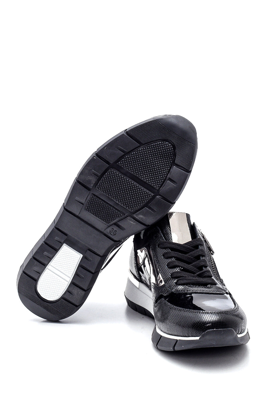 Kadın Deri Fermuar Detaylı Sneaker