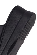 Woman Black Wedge Heel Leather Comfort Slipper | Derimod