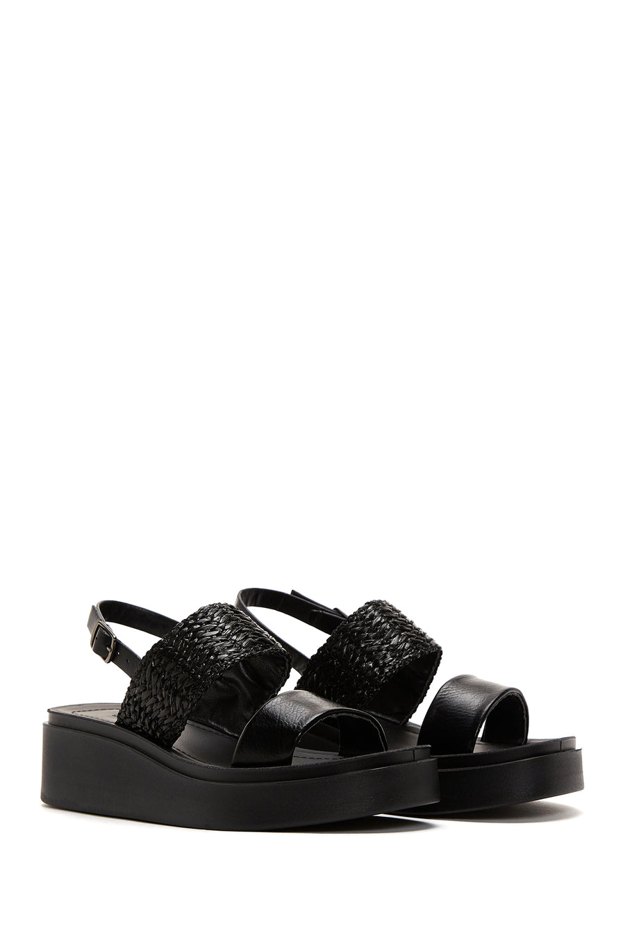 Women's Black Thick Soled Sandals