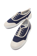 Woman Blue Lace-Up Jean Leather Sneaker | Derimod