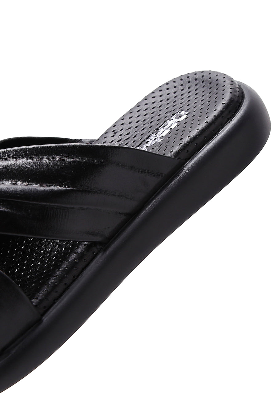 Women's Black Leather Comfort Slippers