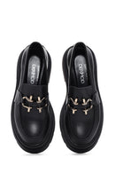 Kadın Siyah Deri Kalın Tabanlı Maskülen Loafer | Derimod