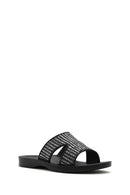 Women's Black Straw Slippers | Derimod