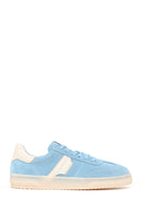 Woman Blue Lace-Up Suede Leather Sneakers | Derimod