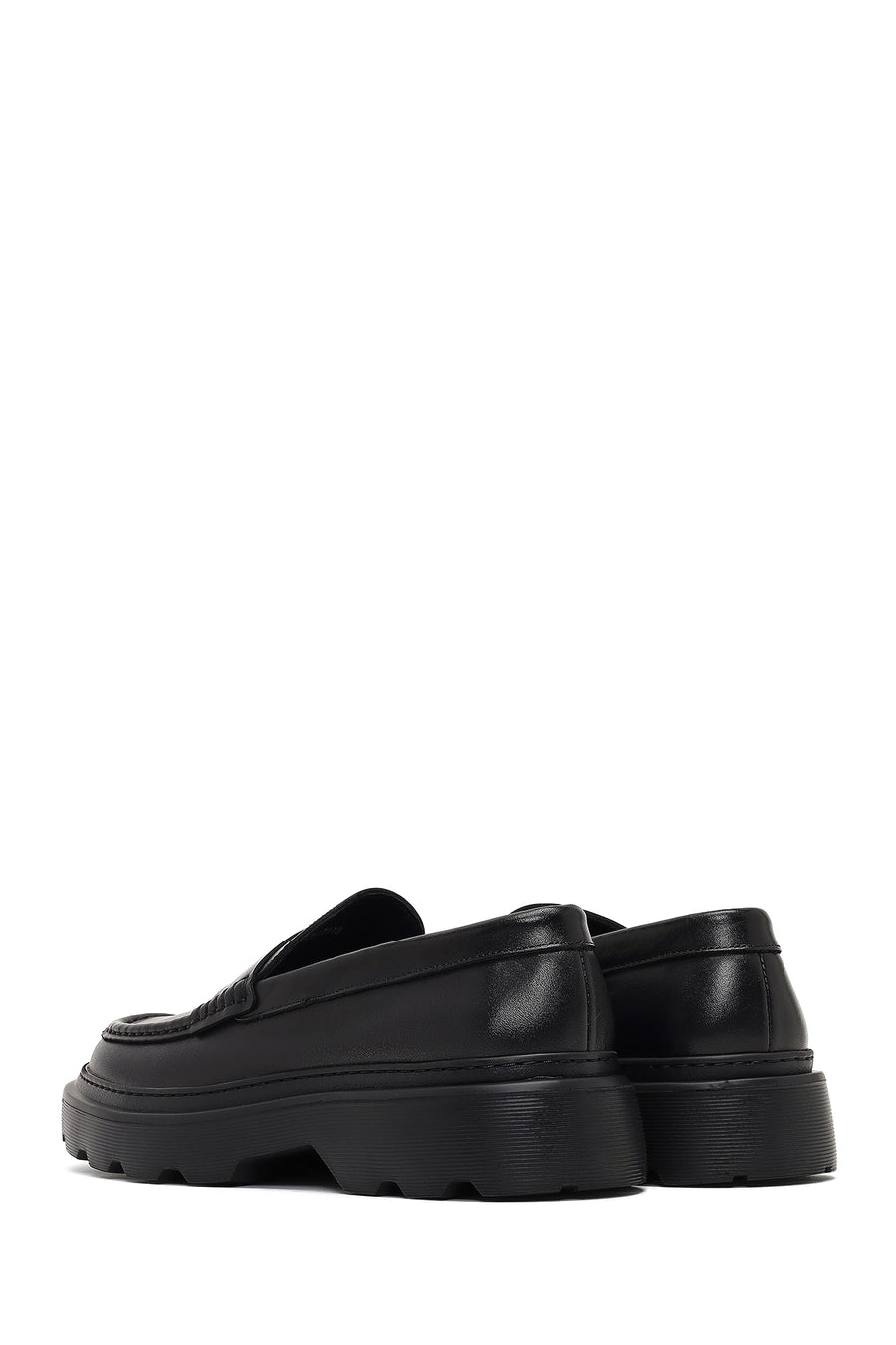 Men's Black Thick-Soled Leather Loafer