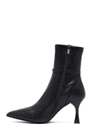 Woman Black Zippered Thin Heeled Boots | Derimod