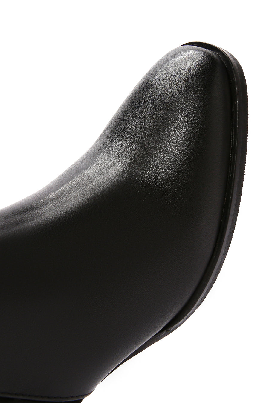 Women's Black Zipper Heeled Leather Boots