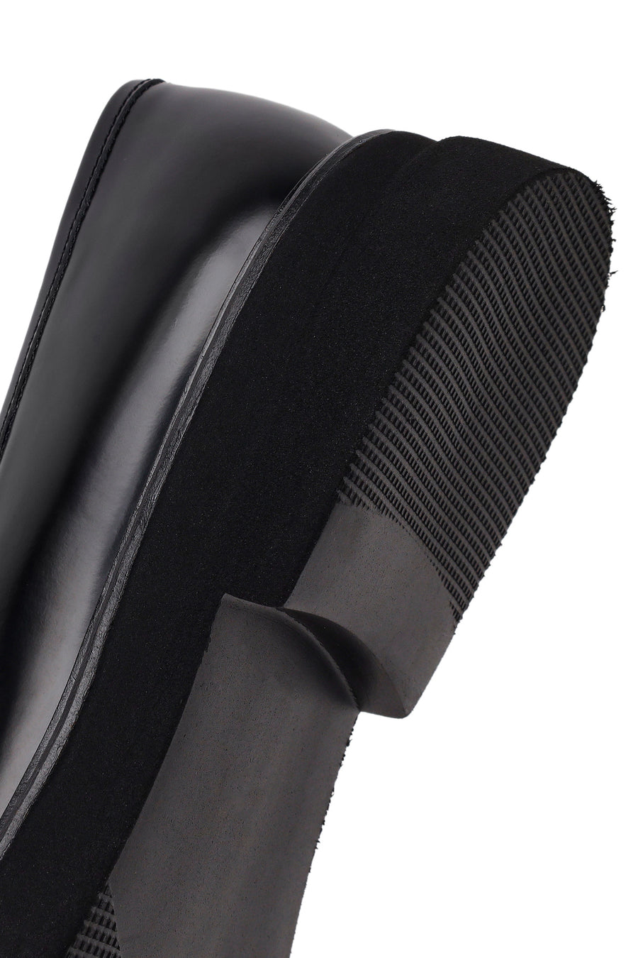 Male Black Thick-Soled Leather Loafer