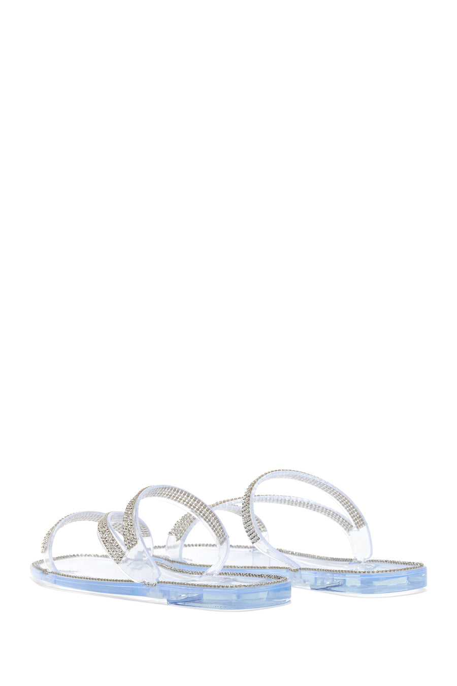 Women's White Jelly Transparent Stone Flat Slippers