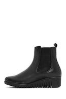Women's Black Wedge Heel Leather Comfort Chelsea Boots | Derimod