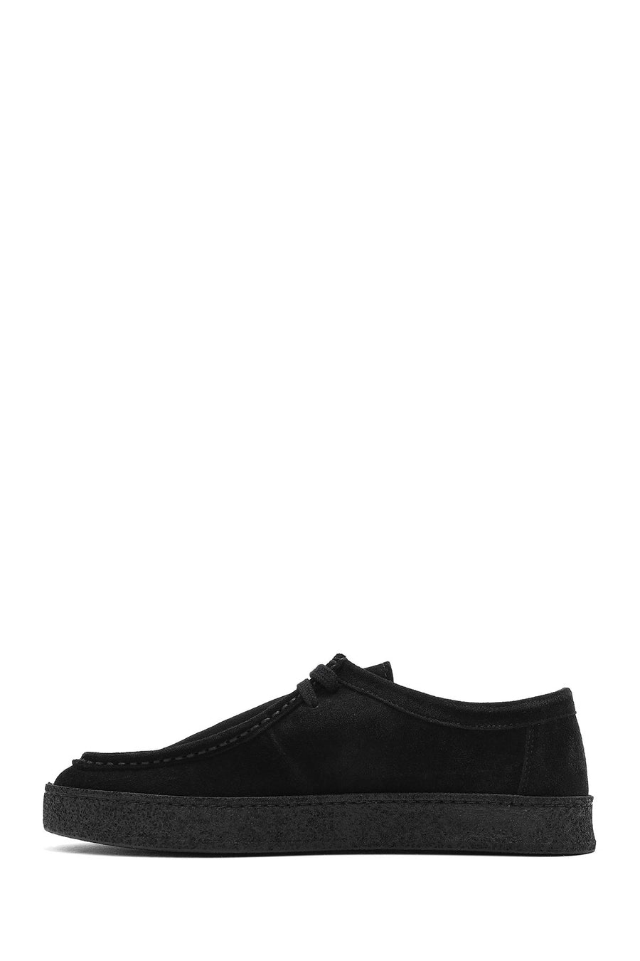 Men's Black Lace-Up Suede Leather Casual Shoes