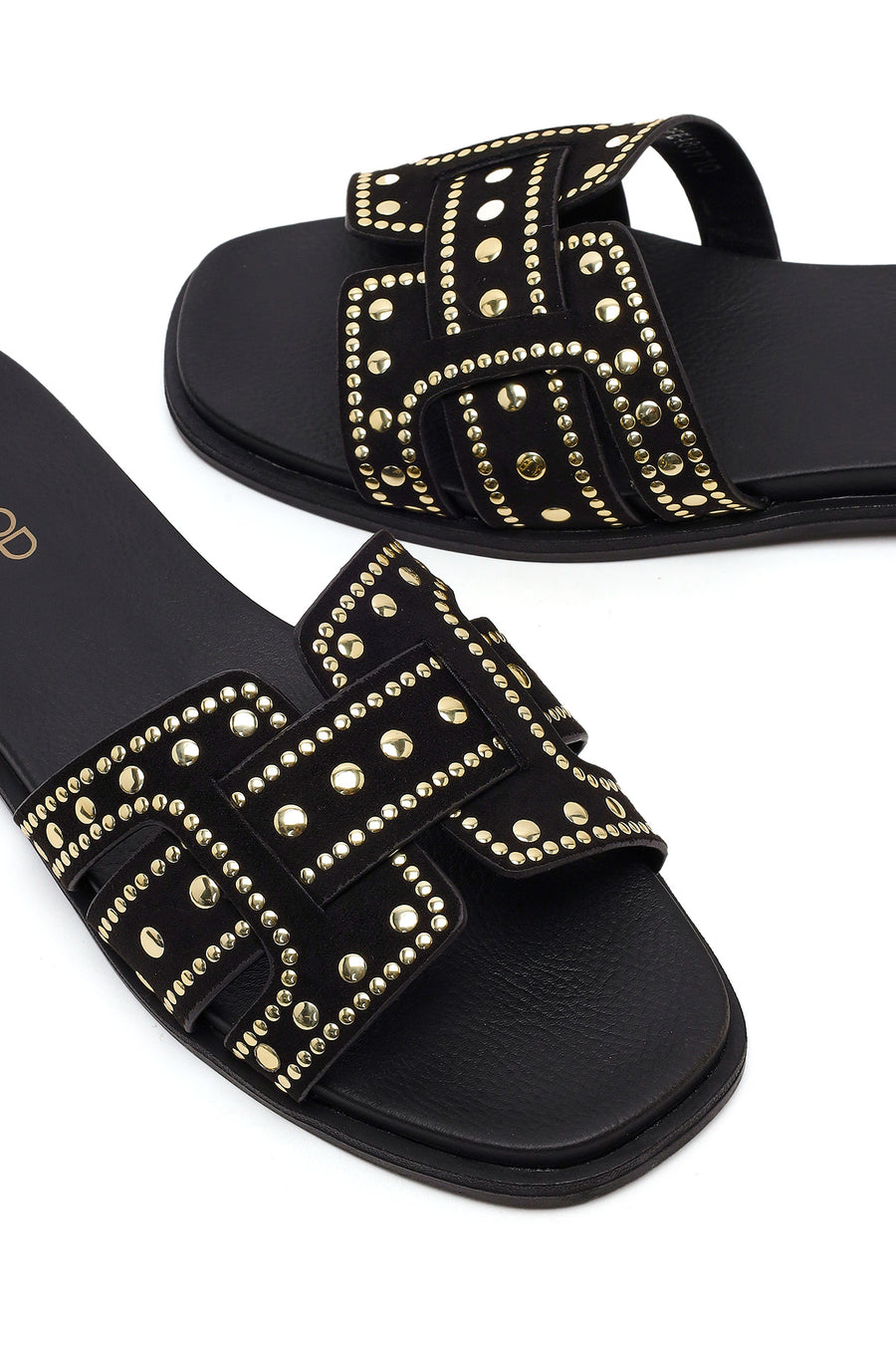 Women's Black Studded Suede Slippers