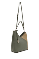 Woman Green Shoulder Bag with Short and Long Straps | Derimod