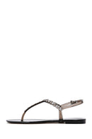 Women's Black Jelly Sandals with Stones | Derimod