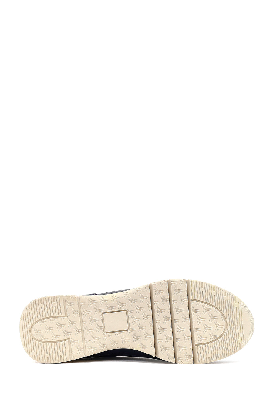 Women's Navy Blue Lace-Up Thick-Soled Leather Sneaker