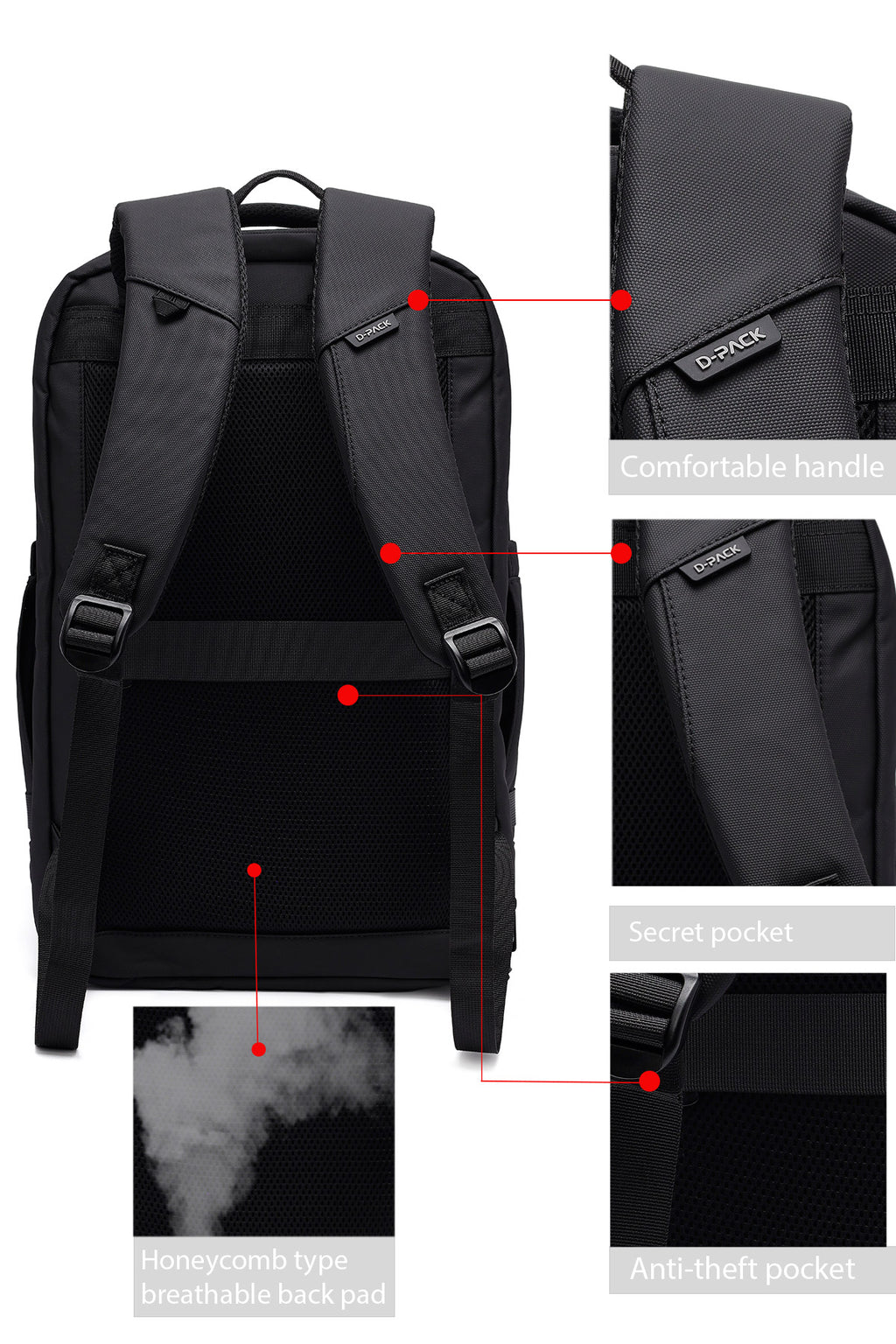 D-Pack Unisex Siyah Kumaş Sırt Çantası