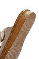 Woman Beige Buckled Suede Comfort Slipper | Derimod