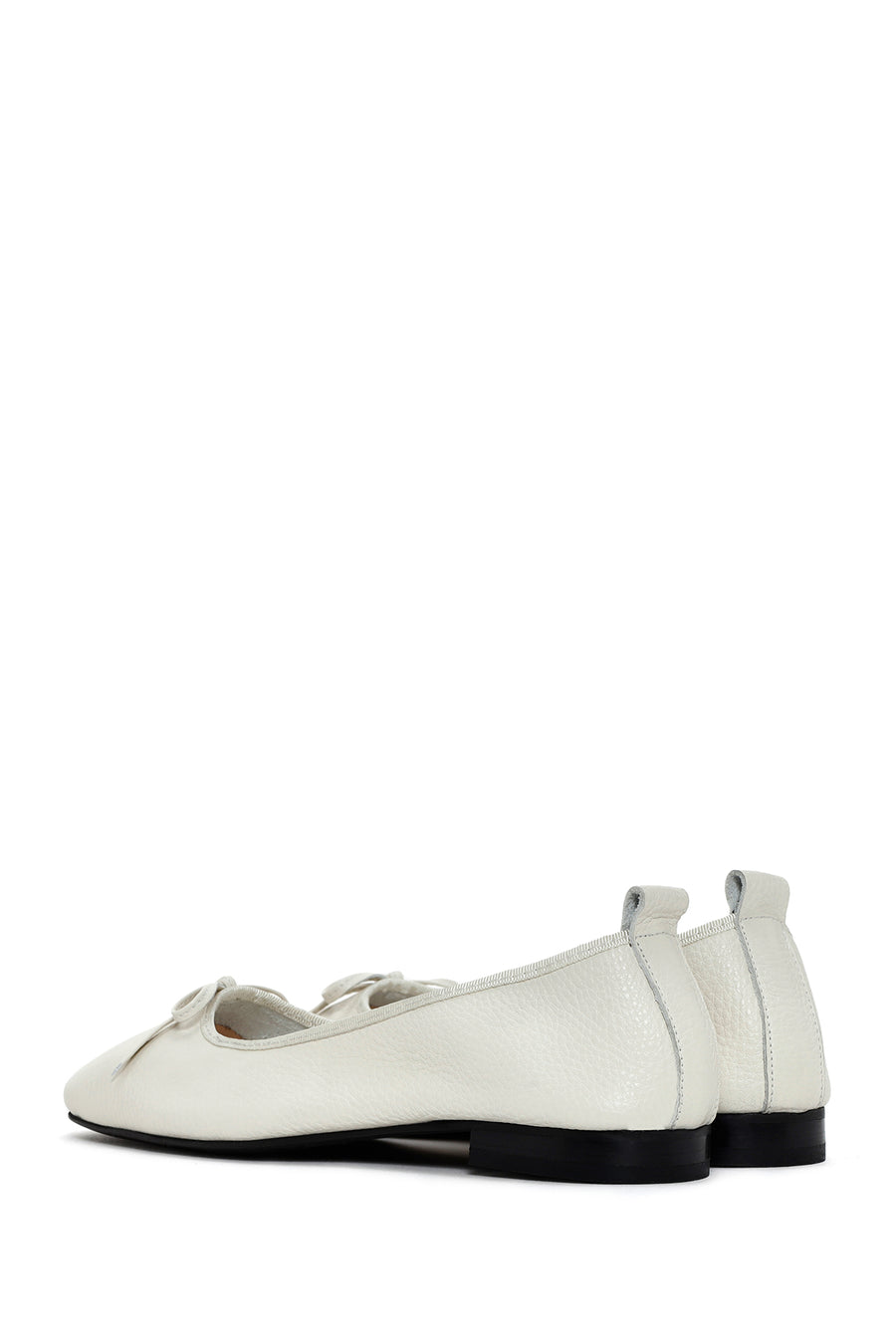 Women's White Leather Ballerinas with Buckle Detail