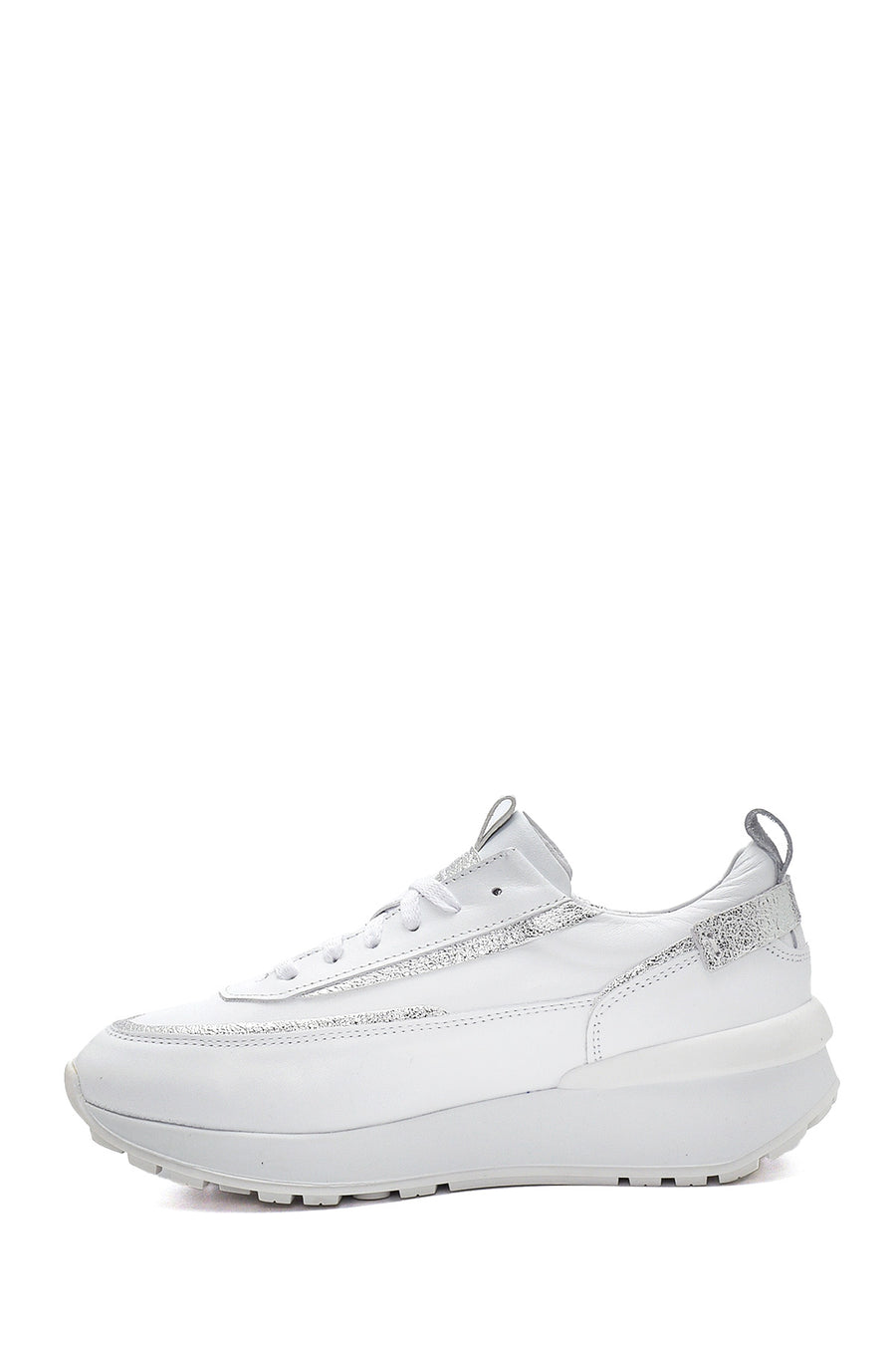 Kadın Beyaz Kalın Tabanlı Deri Sneaker
