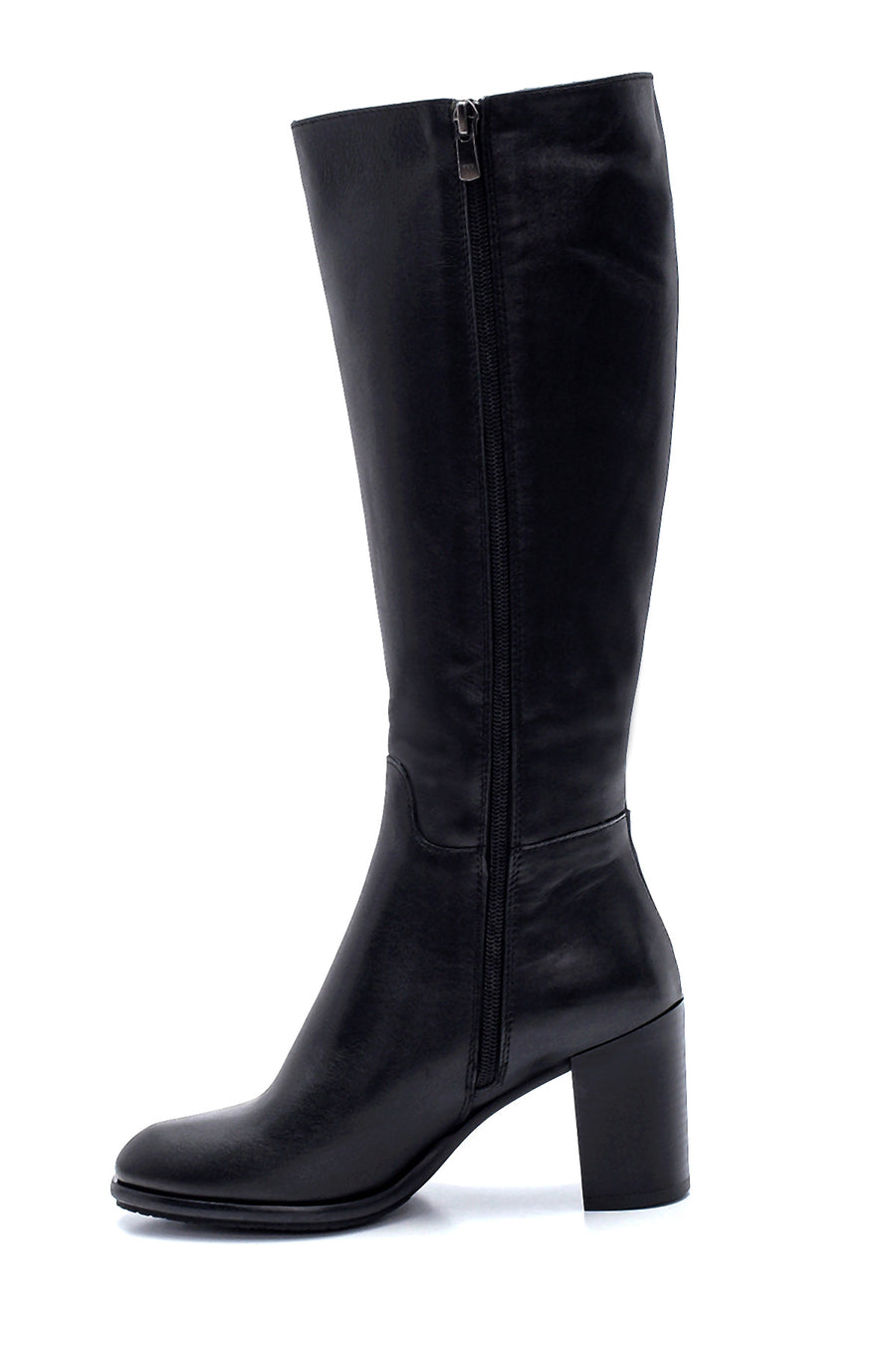 Women's Leather Zippered Heeled Boots