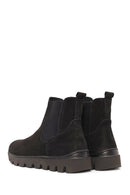 Male Black Thick-Soled Nubuck Leather Chelsea Boots | Derimod