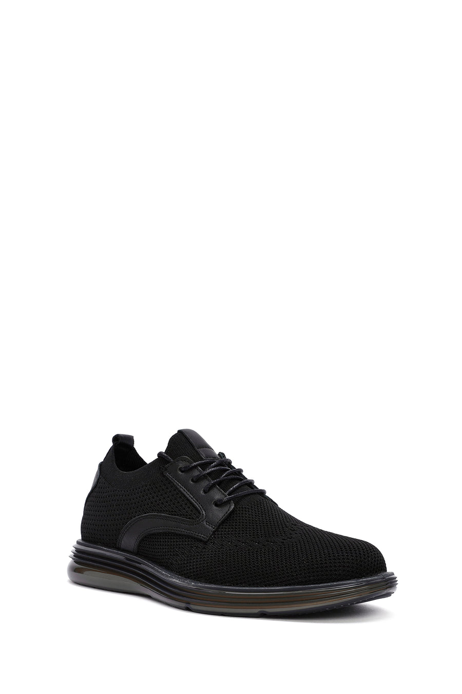 Erkek Siyah Kalın Tabanlı Nubuk Detaylı Bağcıklı Kumaş Sneaker