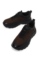 Erkek Kahverengi Bağcıklı Kalın Tabanlı Deri Casual Sneaker | Derimod