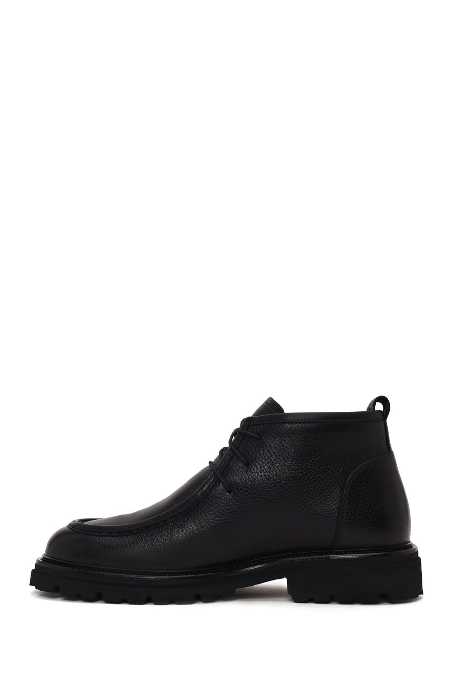 Male Black Lace-up Leather Casual Boots