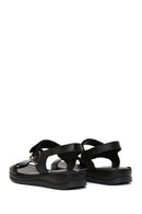Women's Black Leather Comfort Sandals | Derimod
