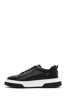 Erkek Siyah Bağcıklı Kalın Tabanlı Deri Sneaker | Derimod