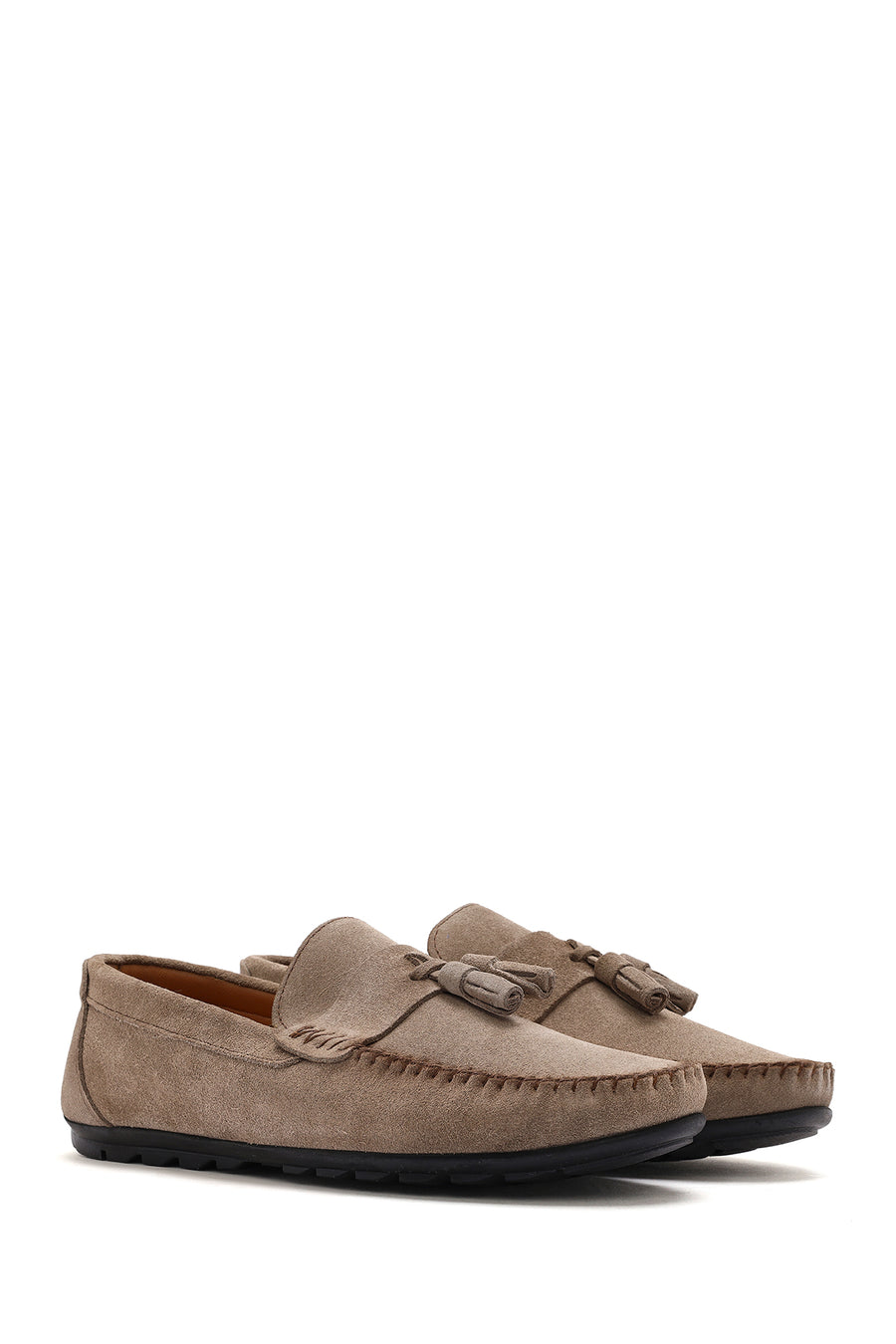Men's Beige Tassel Suede Leather Loafer