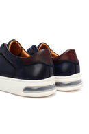 Erkek Lacivert Bağcıklı Deri Sneaker | Derimod