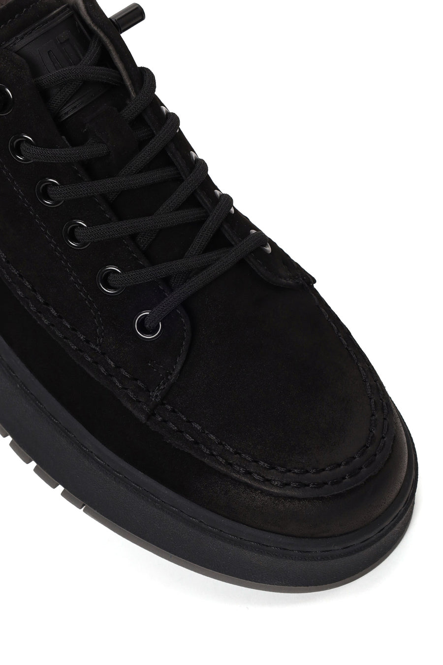 Erkek Siyah Bağcıklı Kalın Tabanlı Nubuk Deri Sneaker