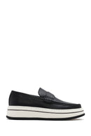 Erkek Siyah Kalın Tabanlı Deri Casual Loafer | Derimod