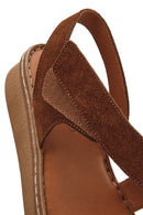 Women's Tan Suede Leather Comfort Sandals | Derimod