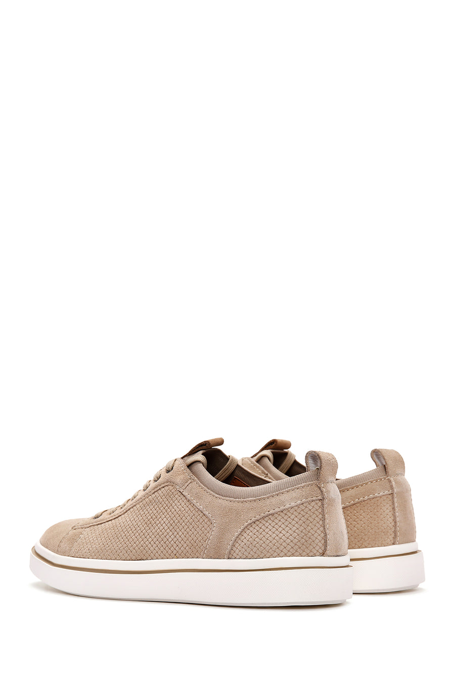 Erkek Bej Bağcıklı Süet Deri Sneaker