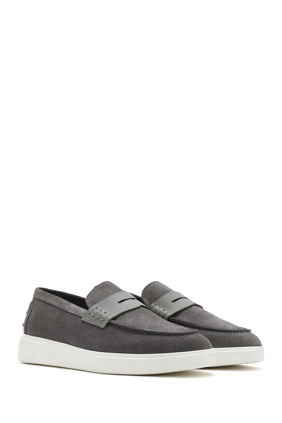 Men's Gray Thick Sole Suede Leather Casual Loafer