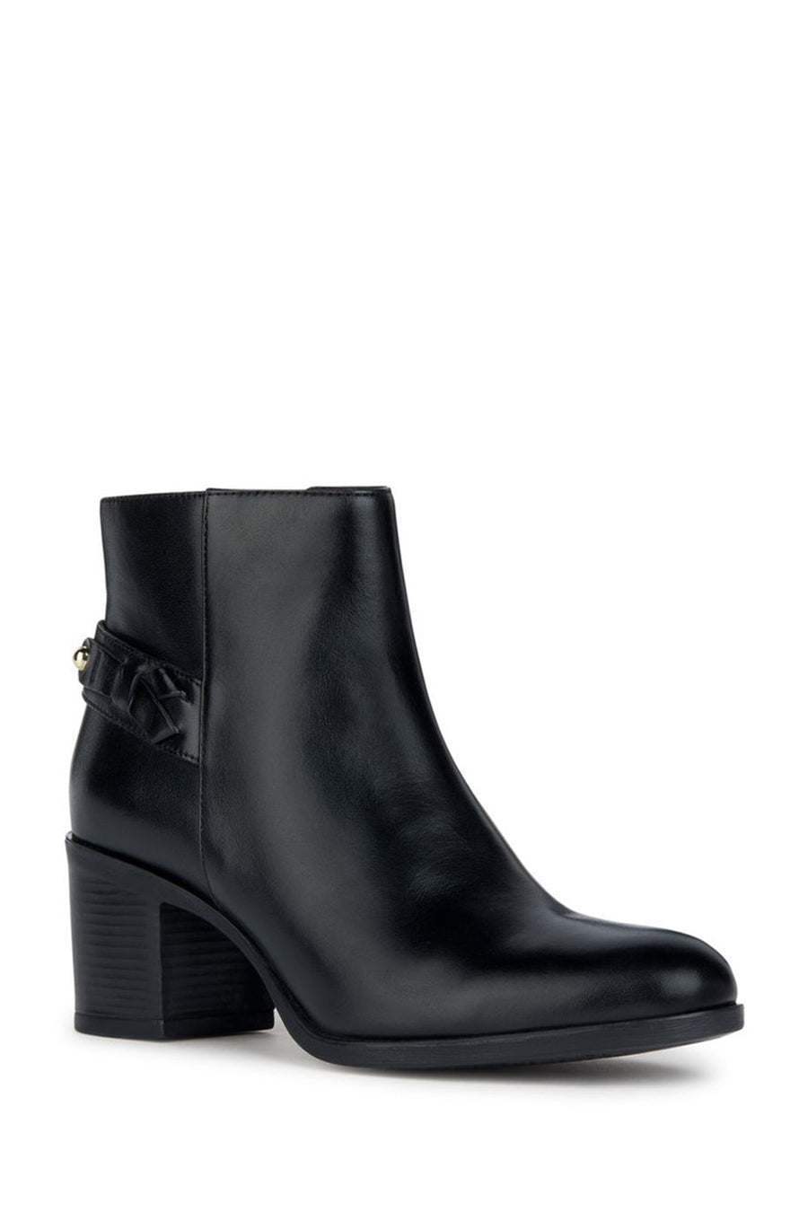 Geox Women's Black New Asheel Zippered Heeled Leather Boots