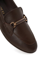 Kadın Kahverengi Toka Detaylı Deri Maskülen Loafer | Derimod