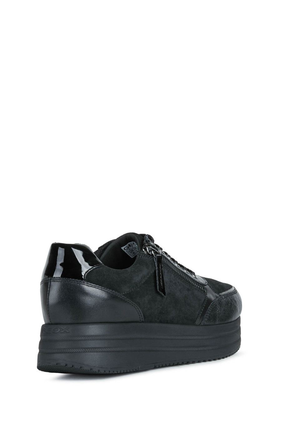 Geox Kadın Siyah Kency Bağcıklı Kalın Tabanlı Deri Sneaker
