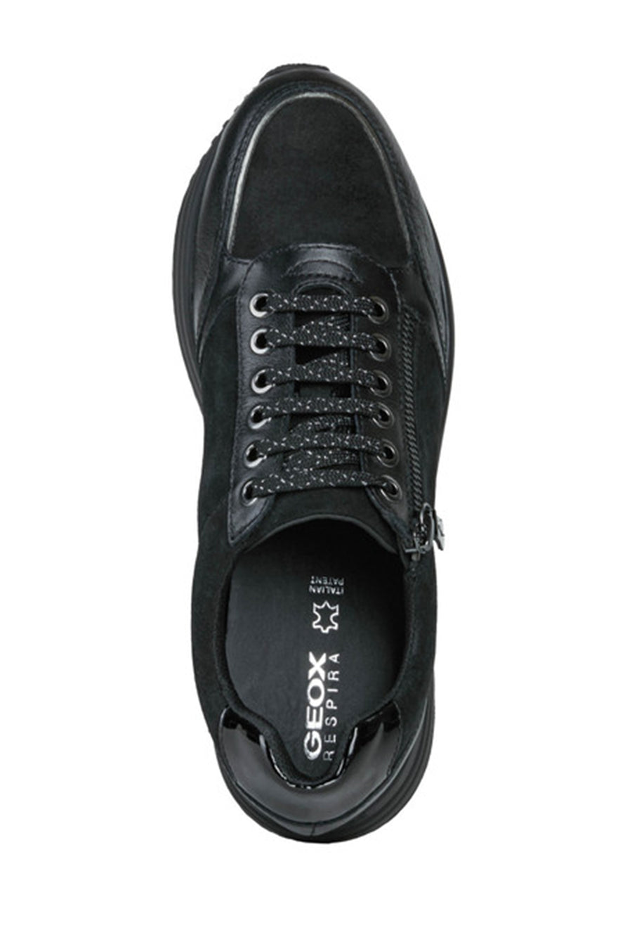 Geox Kadın Siyah Kency Bağcıklı Kalın Tabanlı Deri Sneaker