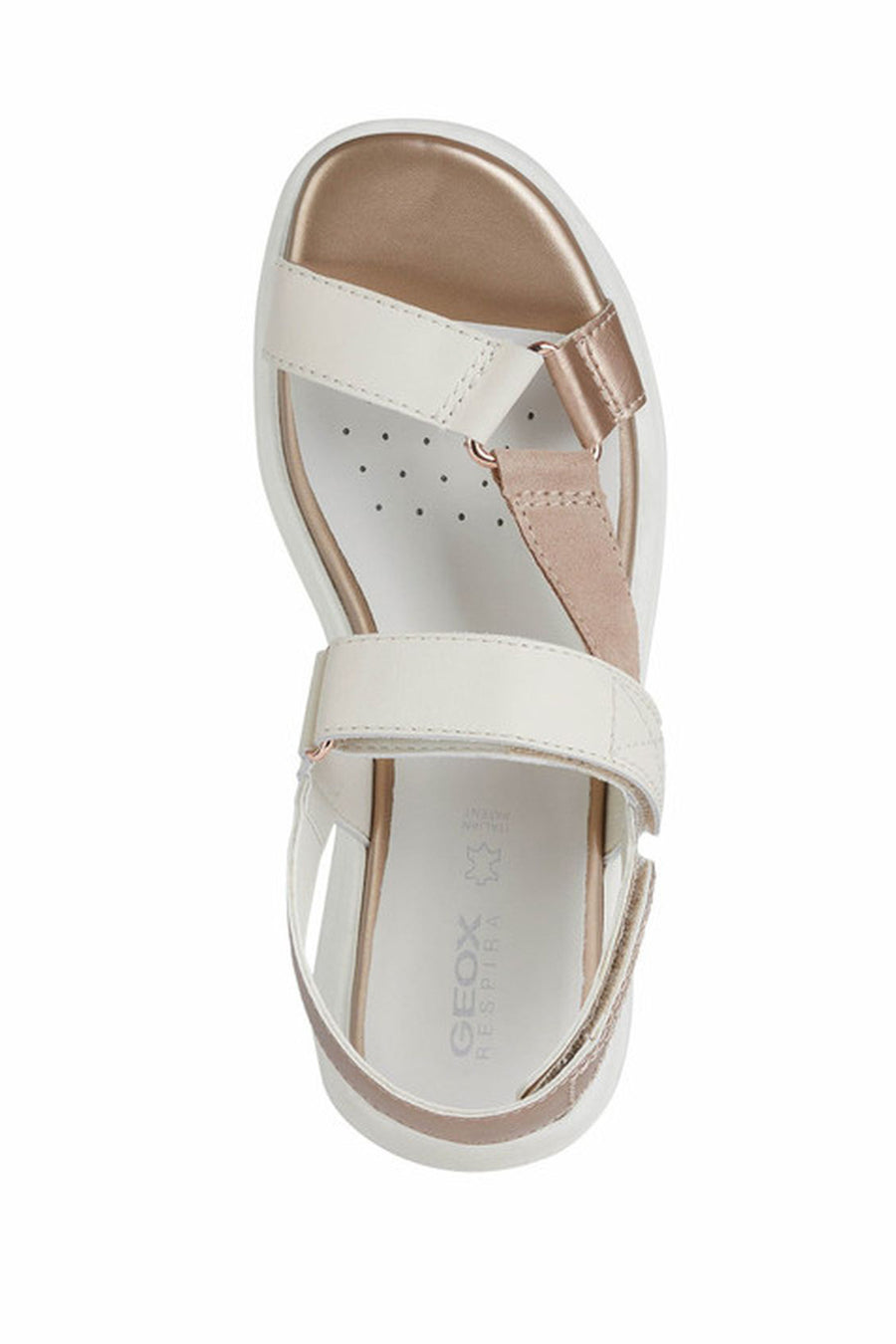 Geox Women's Cream D Spherica Ankle Strap Leather Sandals