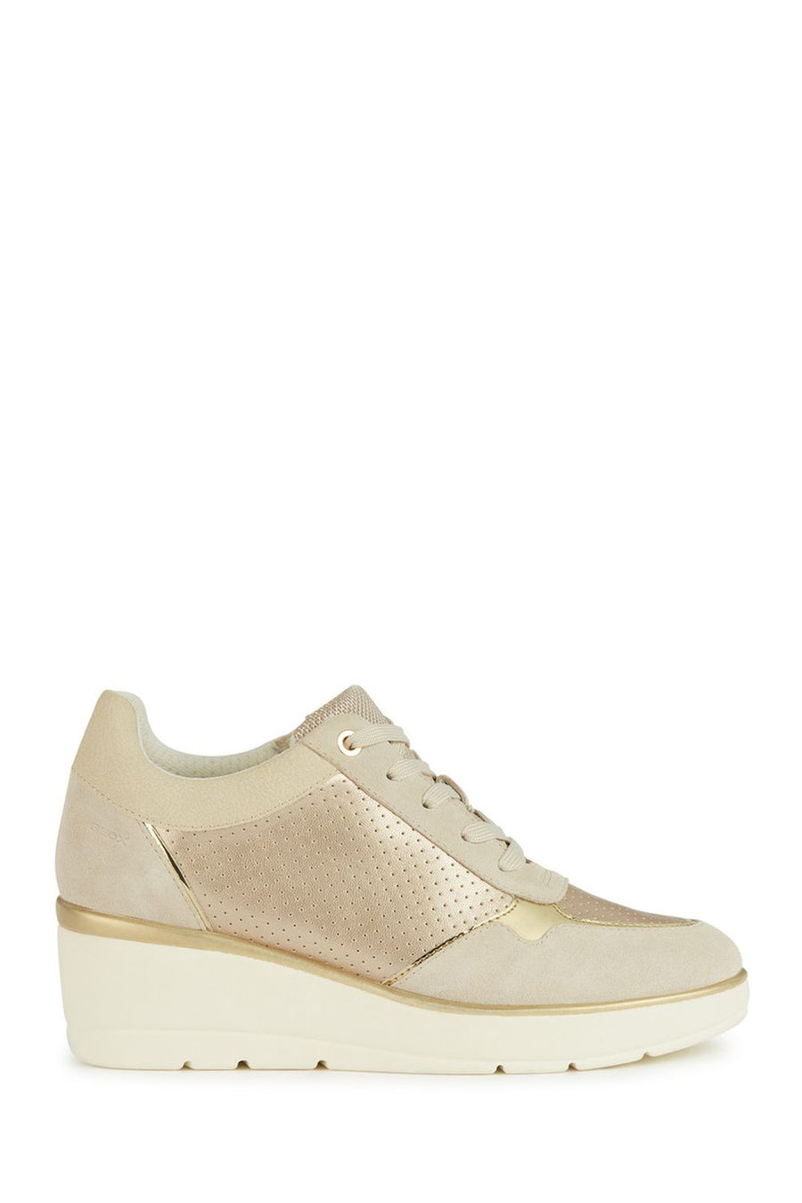 Geox Women's Beige Thick-Soled Lace-Up Leather Sneakers D25RAA0AJ22CB55V | Derimod